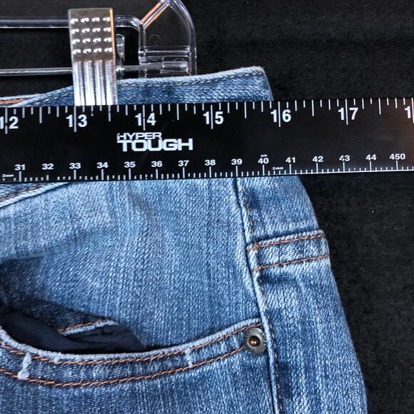 Express Womens Jeans Blue Denim Mid Rise Bootcut Casual Stretch 10 Long - Picture 7 of 12